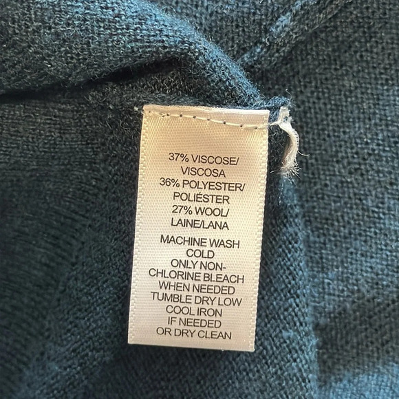 Loft Ribbed Yoke Open Long Cardigan Size XL Teal Green Blue Lightweight - Picture 6 of 7